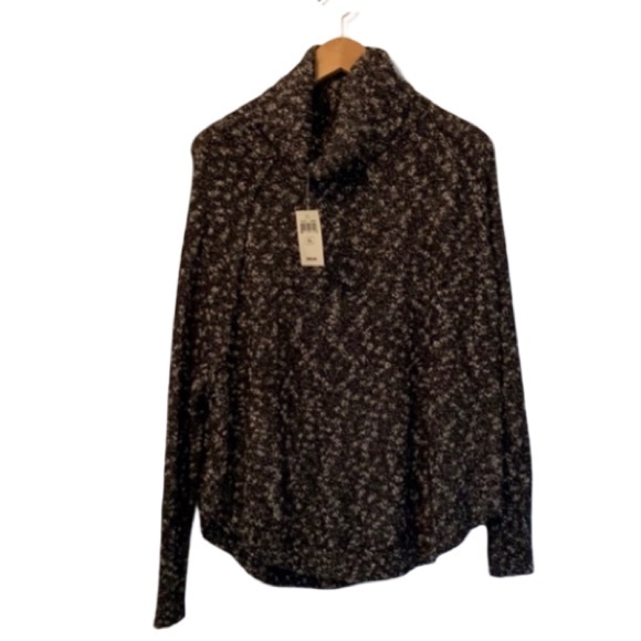 NWT Lucky Brand Heathered Black & White Soft Knit Soft Cowl Neck Sweater - Picture 5 of 6